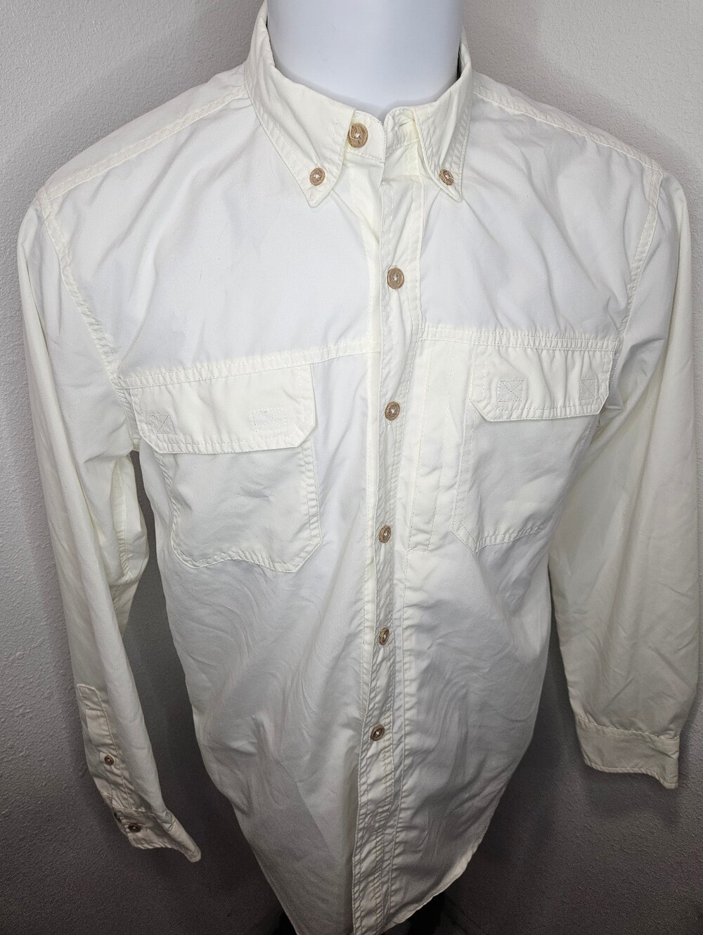 C.E. Schmidt Men's White Long Sleeve Button-Front Mesh Polyester Work Shirt M